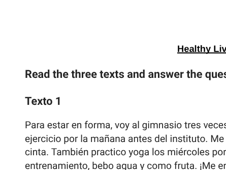 Nat 3/4 Spanish Healthy Living Reading