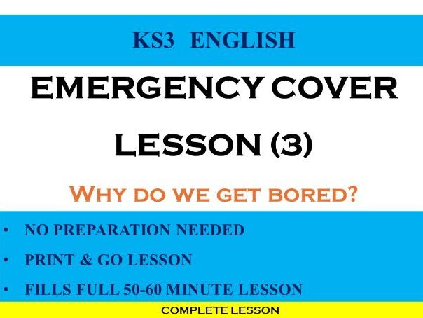 KS3 Emergency Cover Lesson (3): Why Do We Get Bored? | No Prep Needed