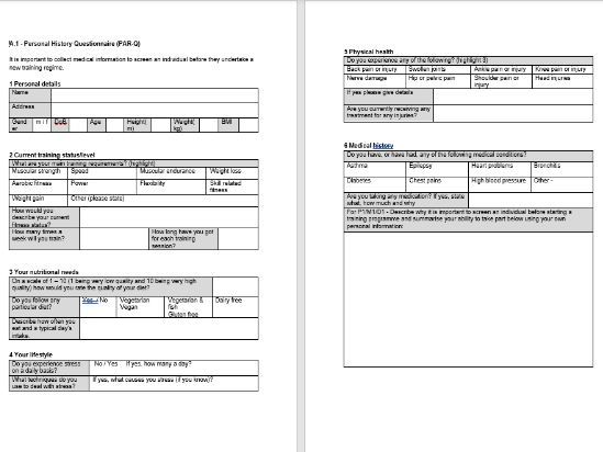 Sport BTEC - Unit 3: Applying the Principles of Personal Training