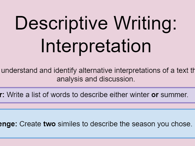 KS3 Descriptive Writing