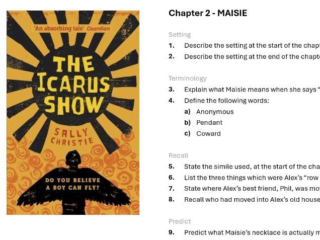 The Icarus Show comprehension questions