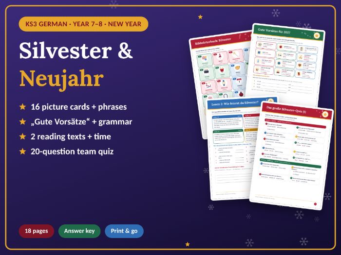 Silvester & New Year Resolutions KS3 German