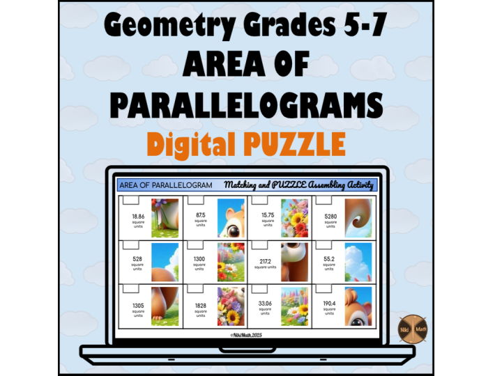 Geometry Grades 5-7: Area of Parallelograms - Matching and Assembling a Puzzle Activity
