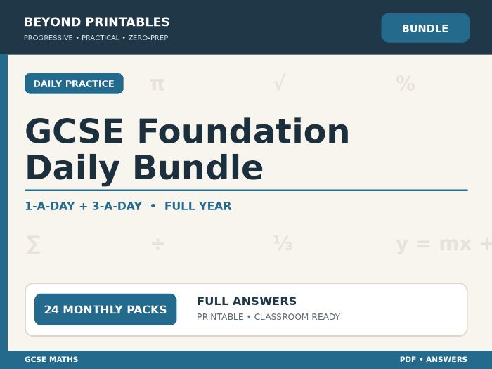GCSE Foundation Daily Maths Bundle | 1-a-Day + 3-a-Day | Full Year