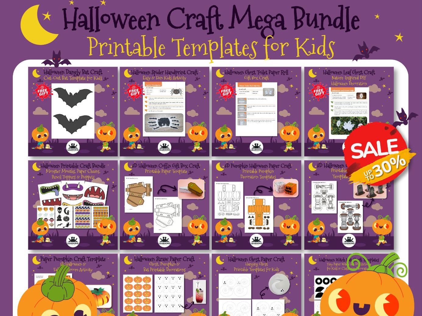 Halloween Craft Mega Bundle | Printable Templates for Kids (Witch Hats, Ghosts, Pumpkins, Bats & More)