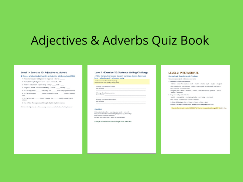 Adjectives & Adverbs Quiz Book