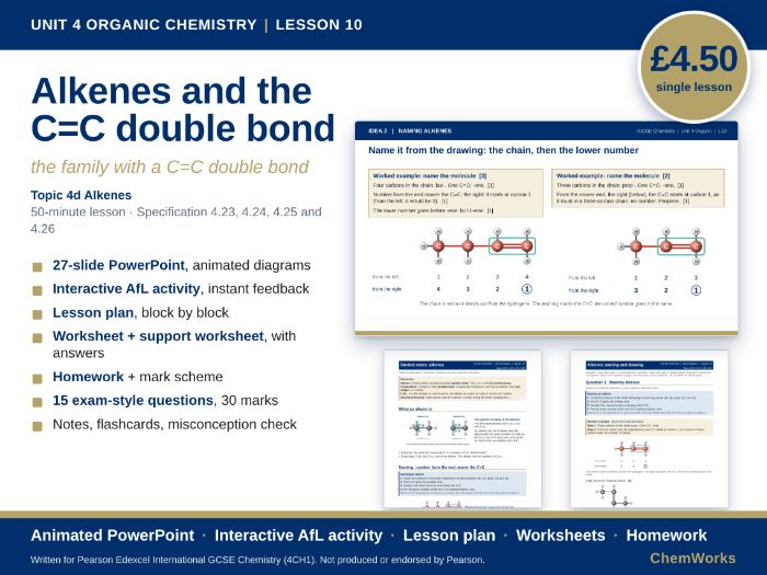 Edexcel IGCSE Chemistry Unit 4 – Organic Chemistry: Lesson 10, Alkenes and the C=C Double Bond
