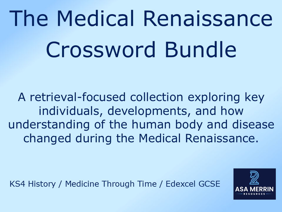GCSE Medicine Through Time | Renaissance | Crossword Bundle | Retrieval Practice