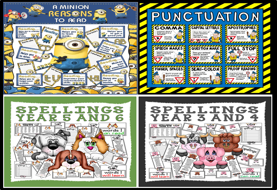 *BUNDLE* LITERACY ENGLISH RESOURCES KEY STAGE 2 SPELLINGS, PUNCTUATION AND READING