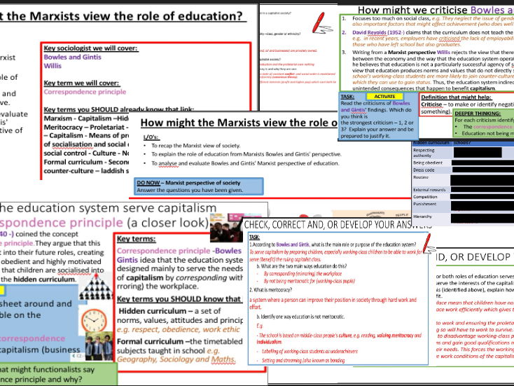 AQA GCSE Sociology Education: The role of education - Marxist view
