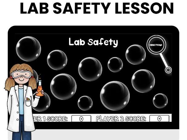 Lab Safety Student Cartoon Fun worksheet & PPT Self Grading Game Chemistry