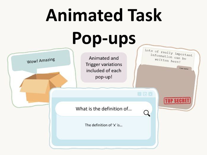Animated Pop-up Boxes Interactive Task and Text Reveal Templates