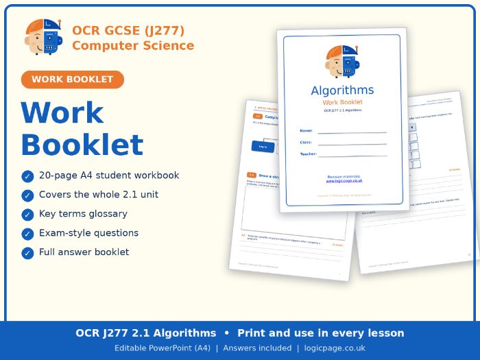 OCR J277 Computer Science 2.1 Algorithms Work Booklet