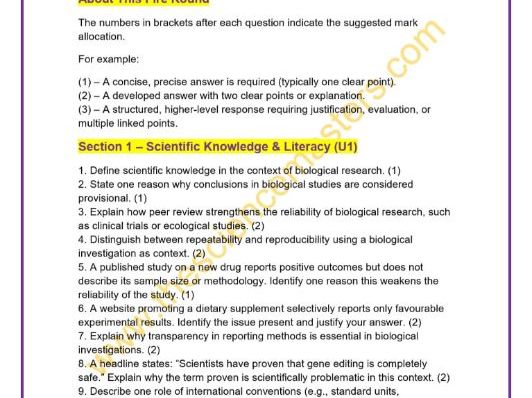 Senior Cycle Biology – Fire Round Questions Bundle – Unifying Strands 1–4 + Strand 1 (Organisation)