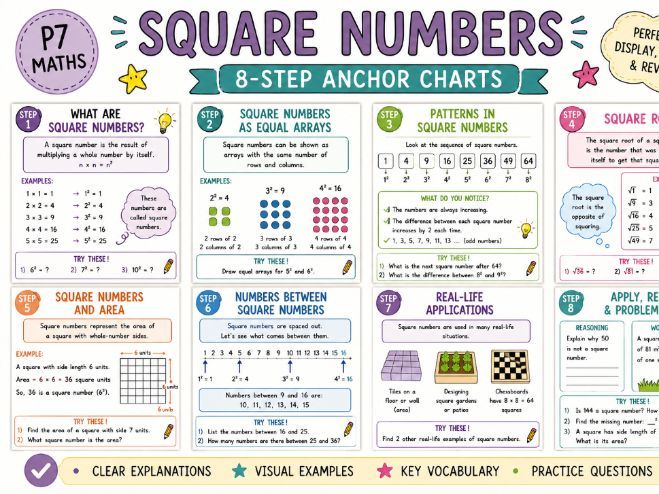 Square Numbers P7 Anchor Charts