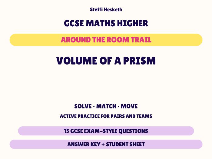 GCSE Higher Maths Volume of a Prism | Around the Room Trail