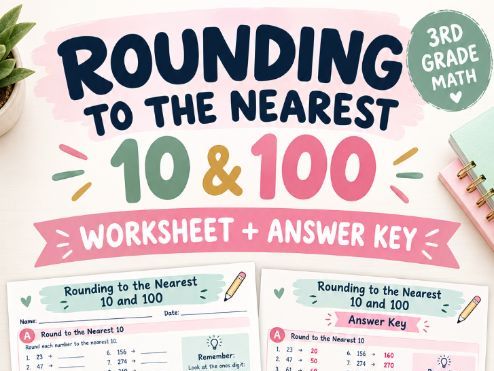 Rounding to the Nearest 10 and 100 | Rounding Numbers Worksheet | Year 3–4 Maths