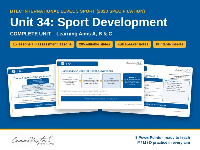Sport Development | BTEC International Level 3 Sport Unit 34 | Complete Unit