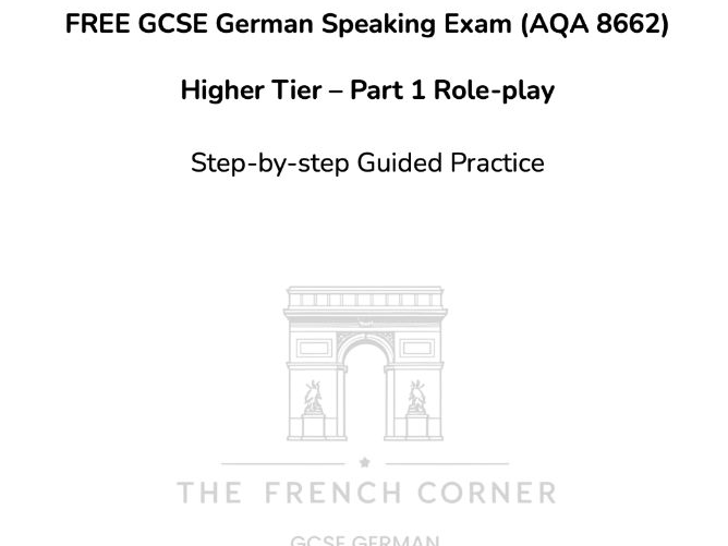 FREE GCSE German Speaking Exam (AQA 8662) Higher Tier – Part 1 Role-play task