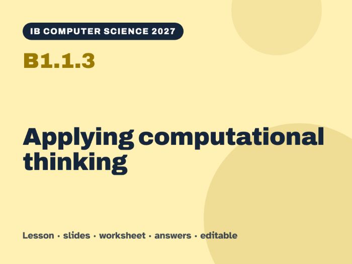 IB Computer Science 2027 – B1.1.3 Applying computational thinking – Lesson & Worksheet