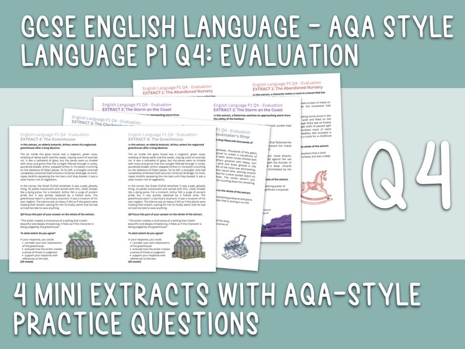 GCSE English Language P1 Q4 - 4 mini extracts with questions