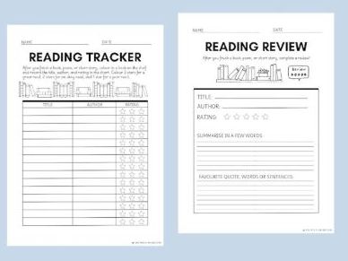 Reading Journal 10 Activities - Book Cover, Tracker, Reviews, Comic Strip, Vocabulary Collector