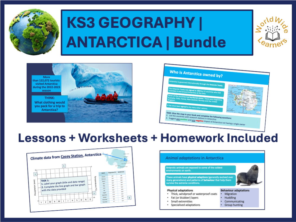 Complete Antarctica KS3 Geography  Unit of Work (Climate, Adaptations & Human Impact)