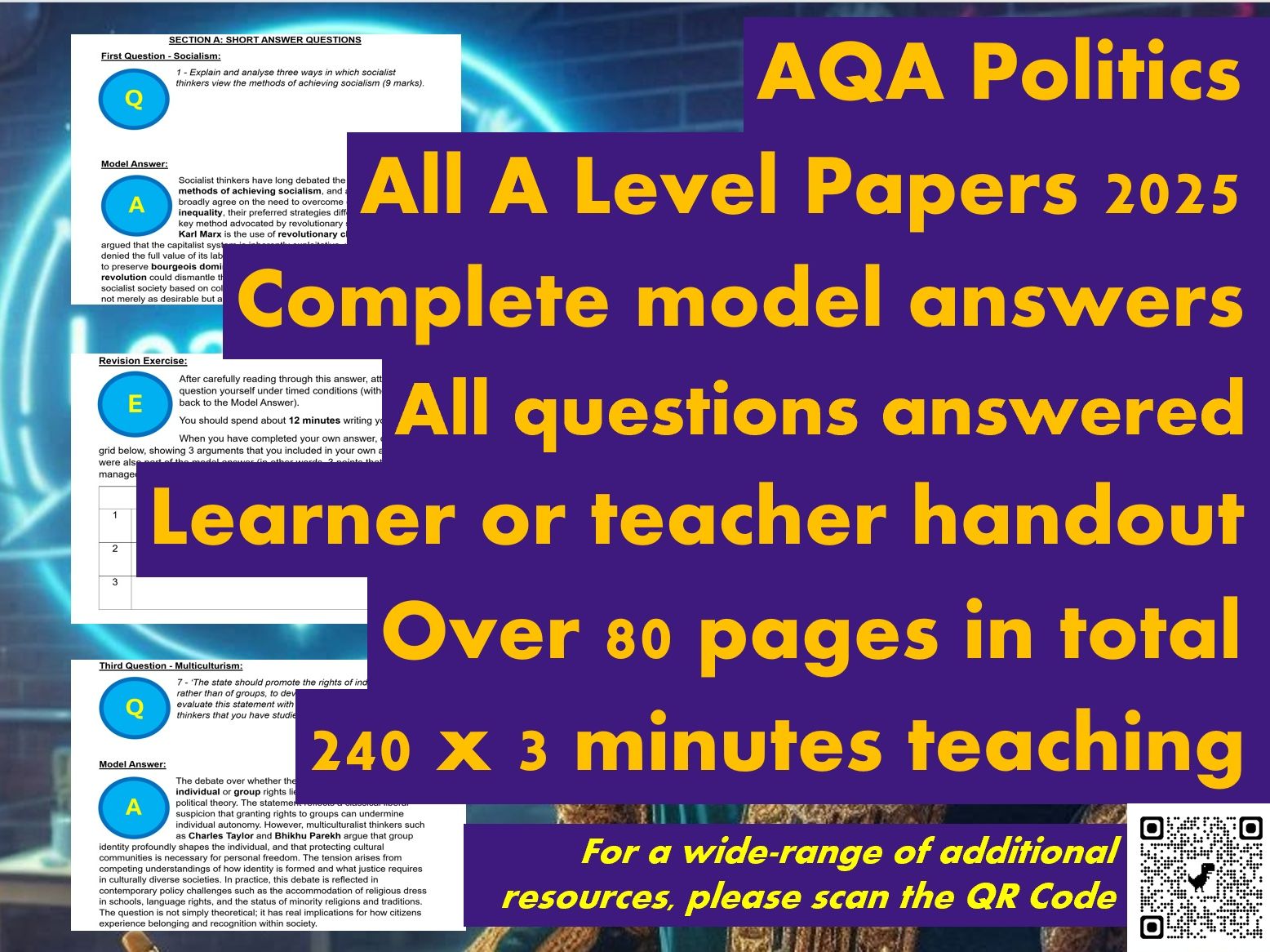 AQA: A Level POLITICS - MODEL ANSWERS (Full Papers 2025) 1, 2 and 3.