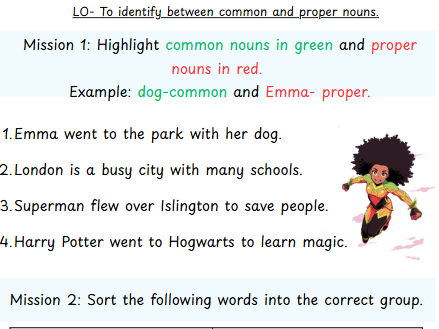 Common and proper noun worksheet