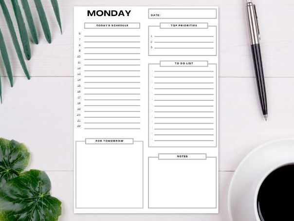 Daily Planner Printable for Students | 7 Day Schedule & To Do List