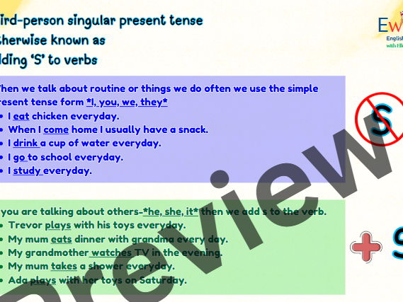 Third-person singular present tense Otherwise known as Adding ‘S’ to verbs