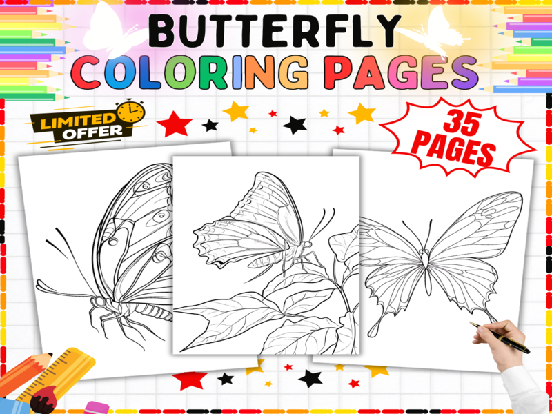 Butterfly Colouring Pages | 35 Realistic Insect Designs | Primary Science Art Activities Bundle