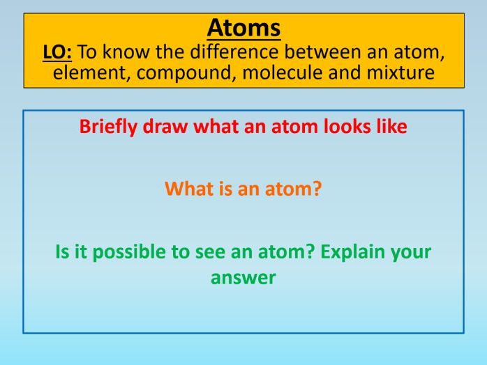 GCSE AQA Chemistry C1 Atoms PowerPoint Lesson