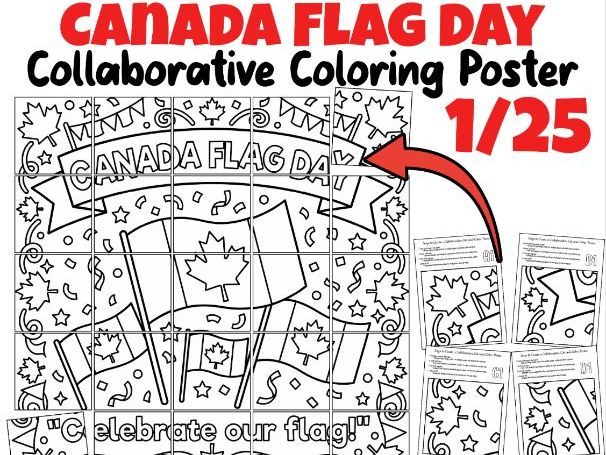 Canada Flag Day Collaborative Coloring Poster | Celebrate Our Flag