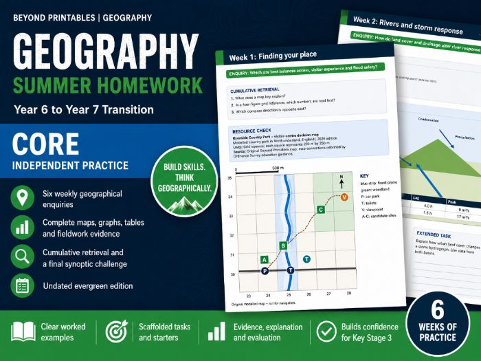 Year 6 to Year 7 Geography Summer Transition Booklet – Core | KS2–KS3 with Answers