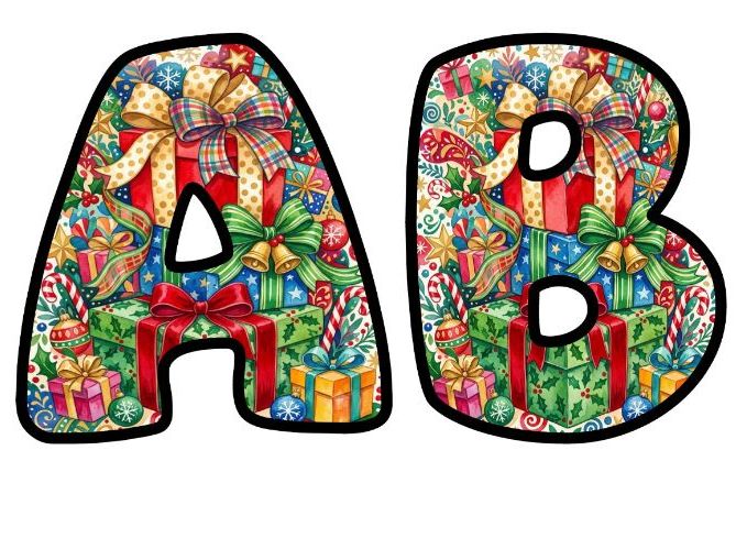 Christmas Gifts Candy Bubble Letters | Seasonal Bulletin Board Letters | Classroom Display Pack