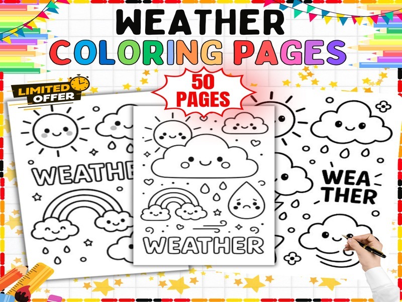Rainy Day Coloring Pages | 50 Weather Coloring Sheets for Science Centers