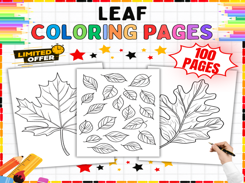 Leaf Coloring Pages | Autumn Leaves Nature Art Activity Worksheets | Fine Motor Skills Bundle