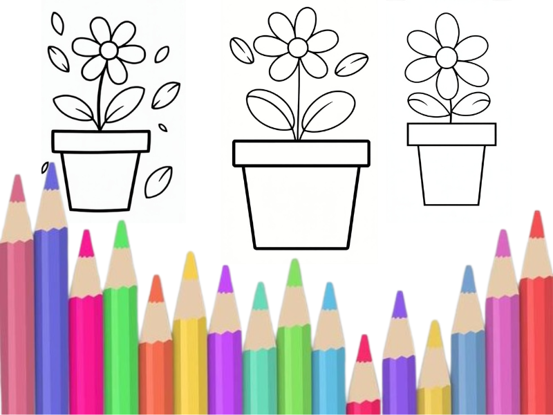 Flower Art & Craft Printable Pack | Cut, Color, and Glue Activity for Kids | 4-Pages