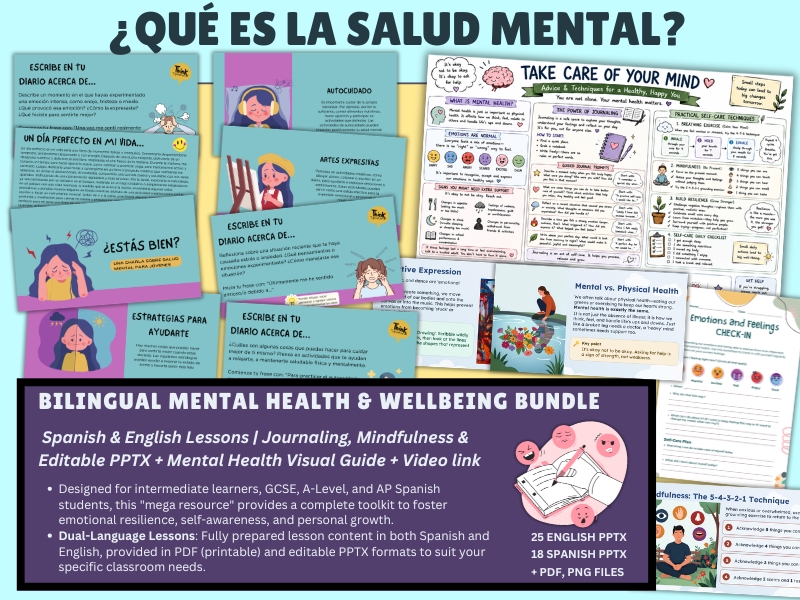 B1/AP Bilingual Mental Health & Wellbeing Bundle | Journaling & Mindfulness