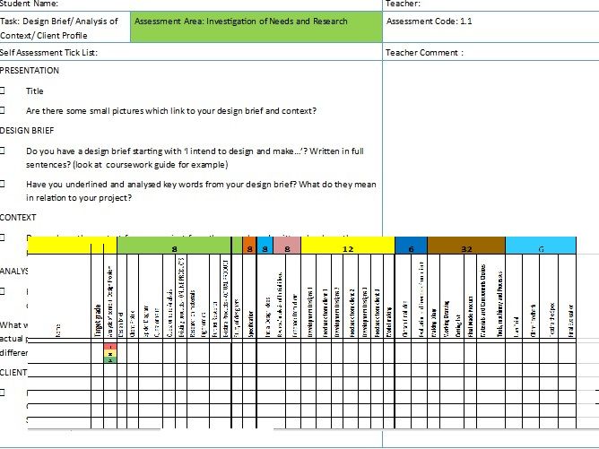 Edexcel D&T Teacher / Student Self assessment booklet for controlled assessment with linked tracker