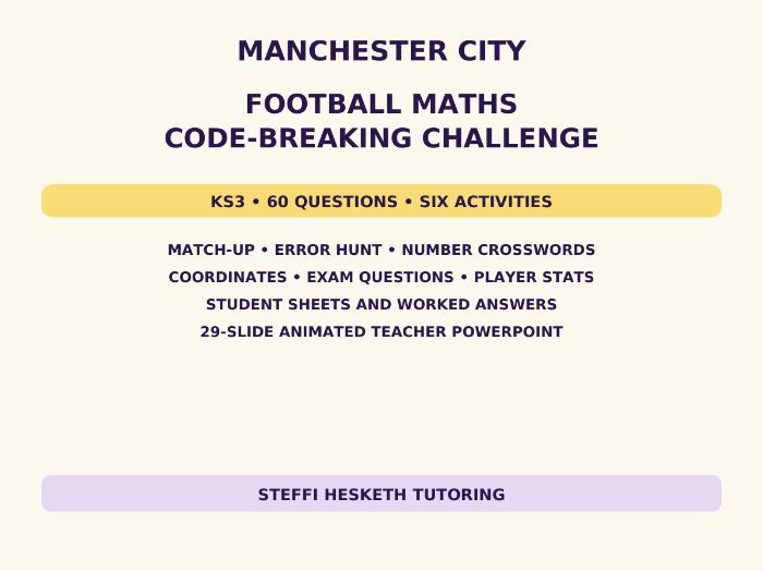 Manchester City Football Maths Code-Breaking Challenge – KS3