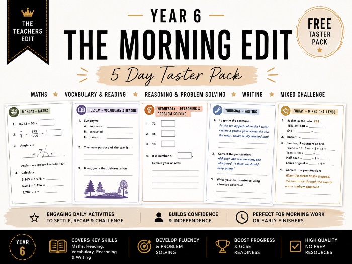 Year 6 Morning Edit | FREE 5 Day Morning Work Taster Pack