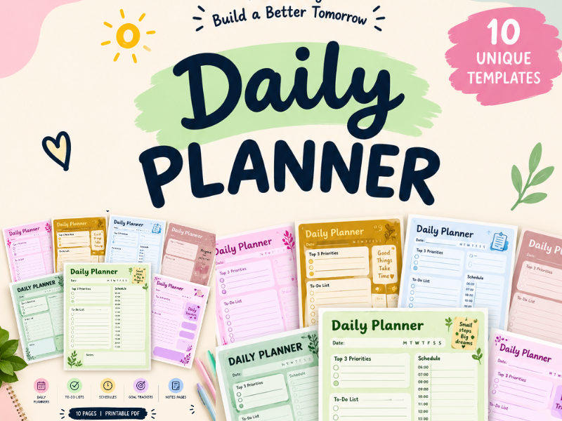 Daily Planner – 10 Printable Pages