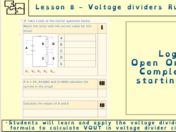 GCSE Electronics Concepts L8 — presentation, worksheet & videos covering Circuit Concepts