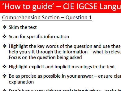 Paper 1 Language Exam Knowledge Organiser