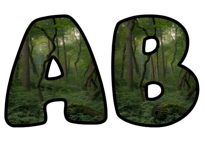 Woodland Walks Nature Classroom Display | Lettering Set | Upper & Lowercase, 0-9 and Signs