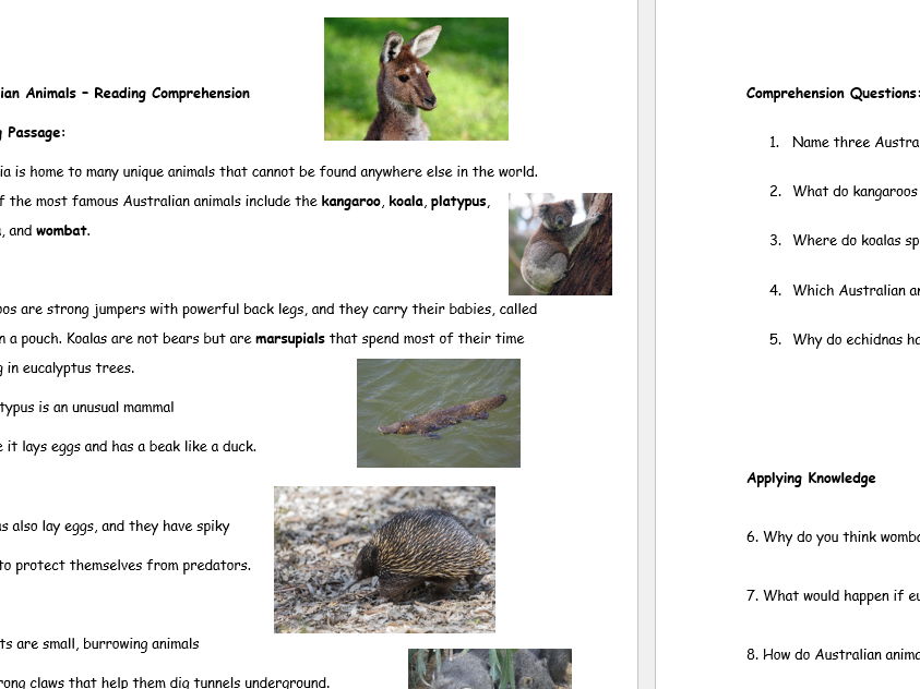 Cambridge Stage 4 ESL_Australian Animals