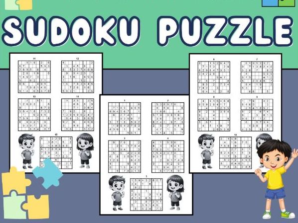 Sudoku Puzzle. Activity Worksheet for kids 9*9 Grid.