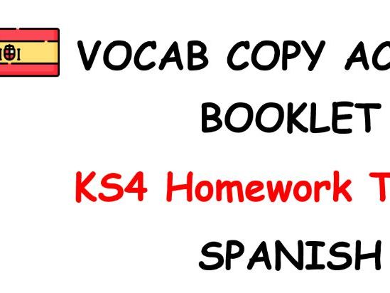 GCSE Spanish copy across key vocab homework booklet (new spec 24)